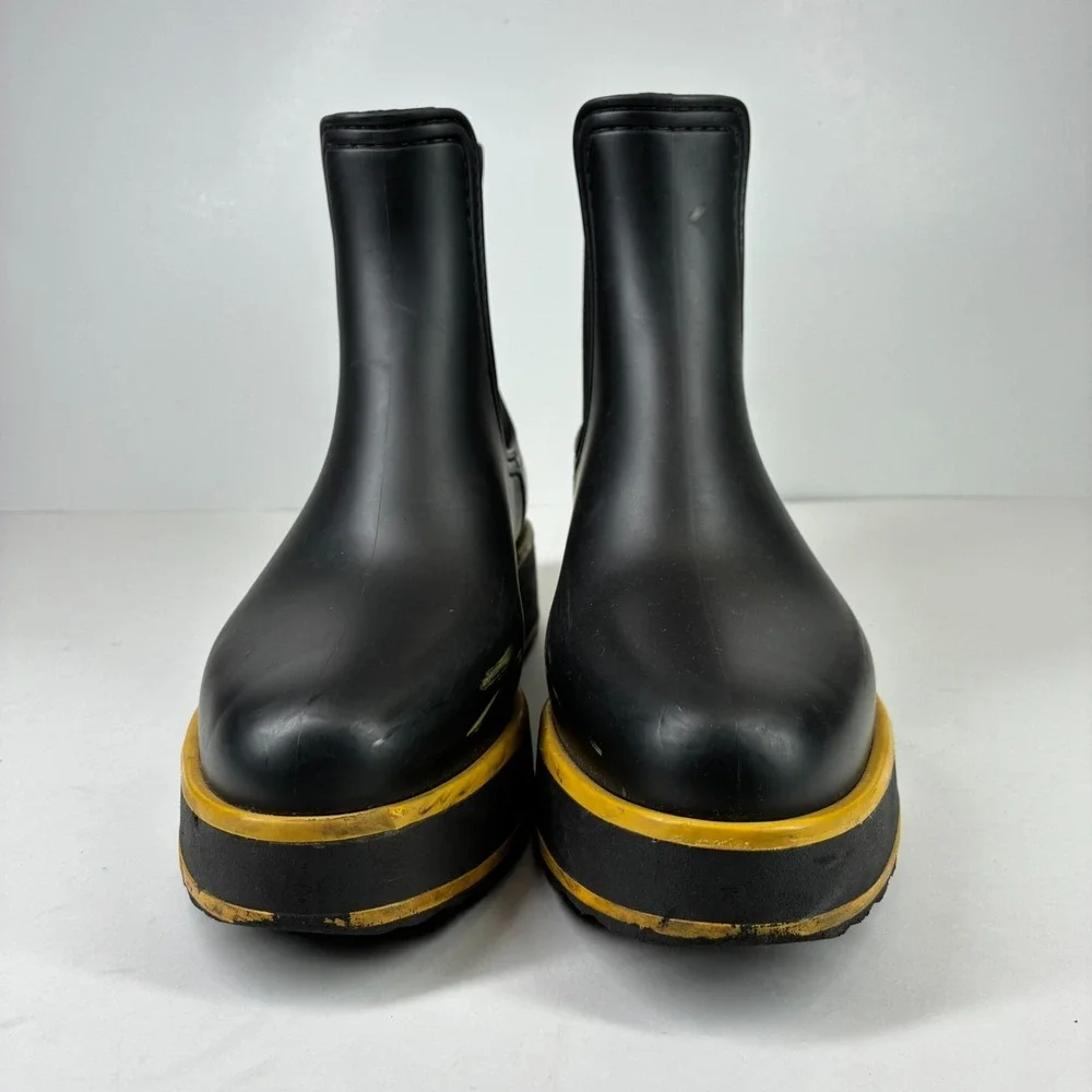 Bernardo Willa Women's US 8 Black Yellow Waterproof Platform Chelsea Rain Boots